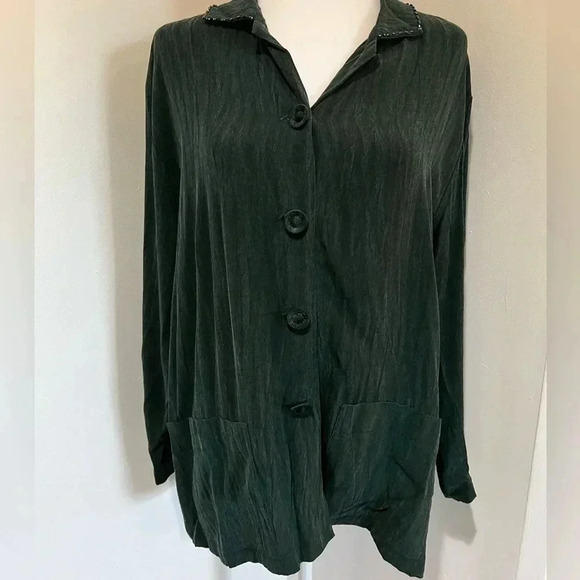 tiar bellomo Tops - Tiar Bellomo Vintage Forest Green Blouse – Timeless Elegance
